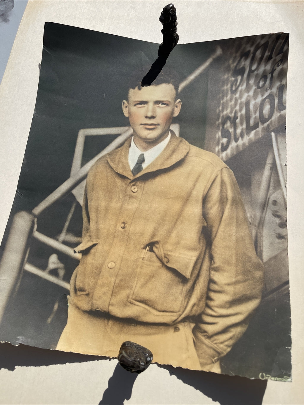 large 1927 Aviation Pilot Charles Lindbergh Portrait Photo 20”x16” original1