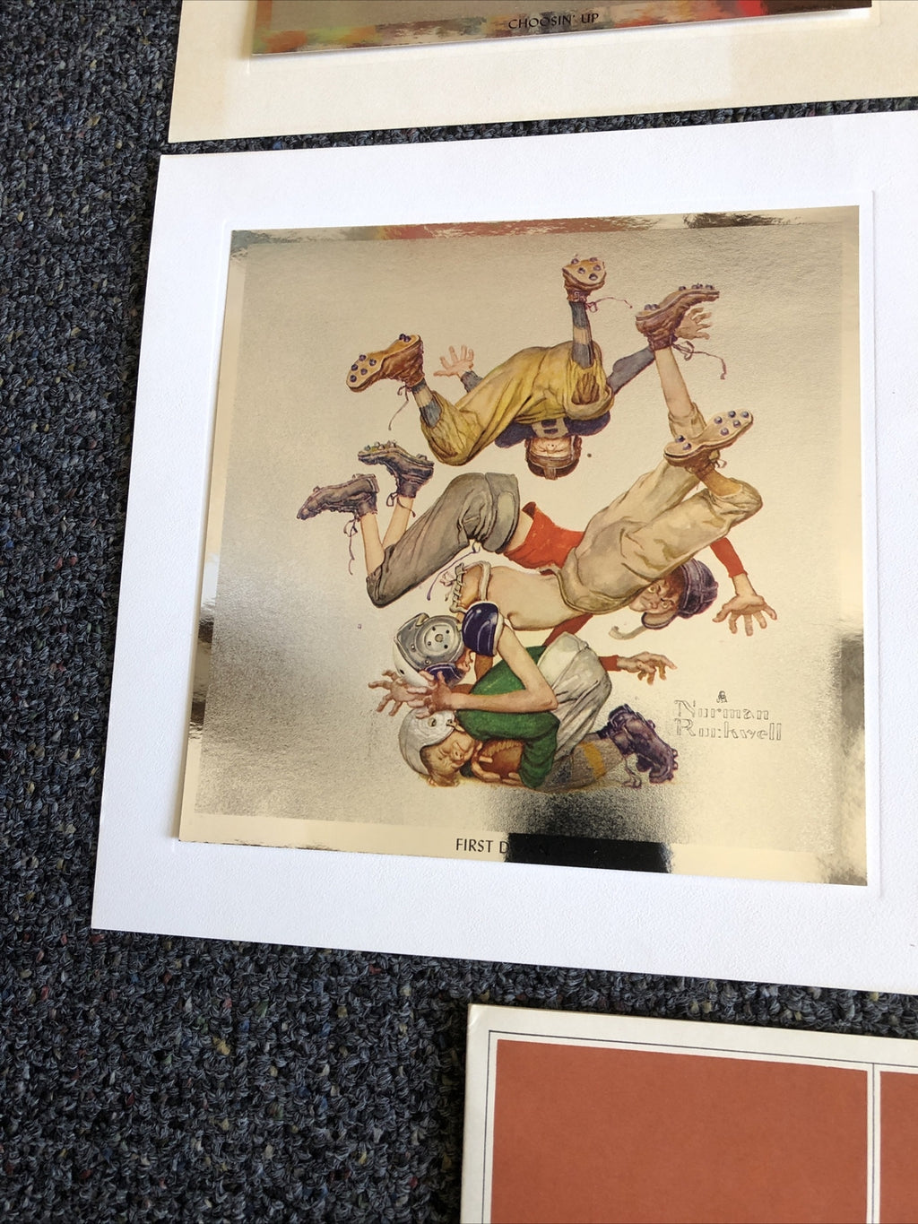 Vintage Norman Rockwell Foilcraft 4 piece print set, The Four Seasons in Sports3