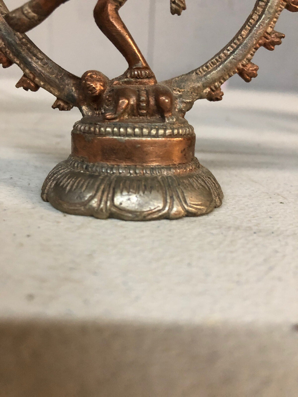 Antique Lord Shiva Dancing on Dwarf KALI Hindu Goddess Brass Patina Statue 4.75"4