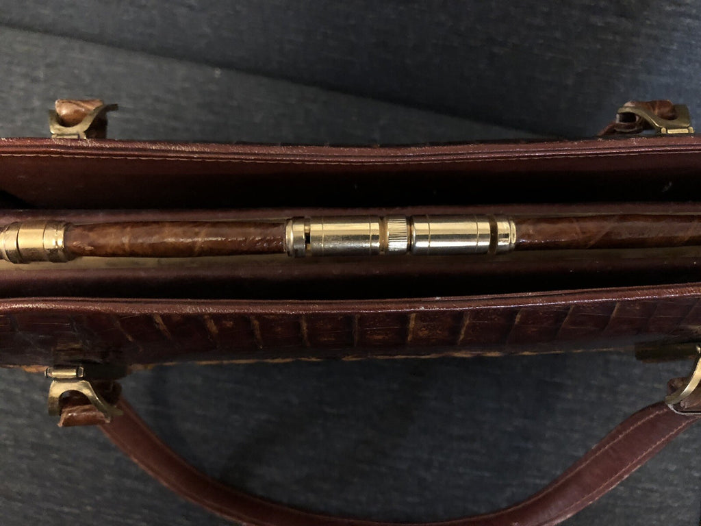Unique Vintage Crocodile Handbag Purse Antique5