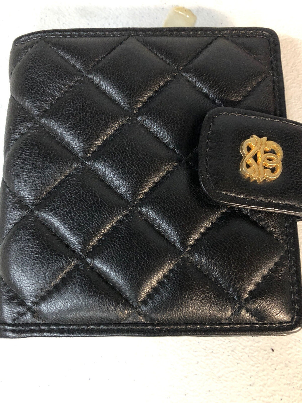 NEW - Brand K- Black Fluffy Squared Real Nice Wallet -Button Close Gold K Sign0