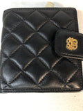 NEW - Brand K- Black Fluffy Squared Real Nice Wallet -Button Close Gold K Sign0