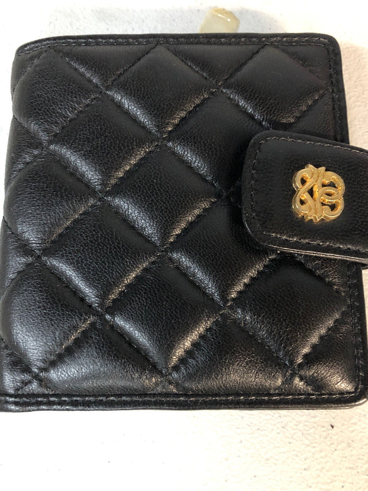 NEW - Brand K- Black Fluffy Squared Real Nice Wallet -Button Close Gold K Sign0