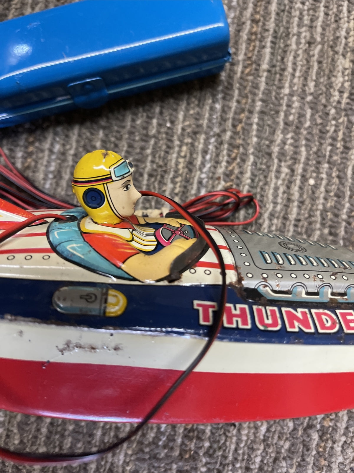 1950's THUNDER JET B-373 hydroplane racing speed Boat Japan tin litho2