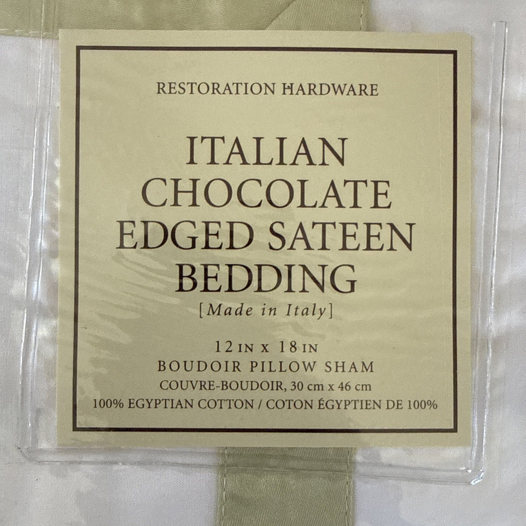 Restoration Hardware Italian Chocolate Edged Sateen - BOUDOIR Pillow Shams 12x184