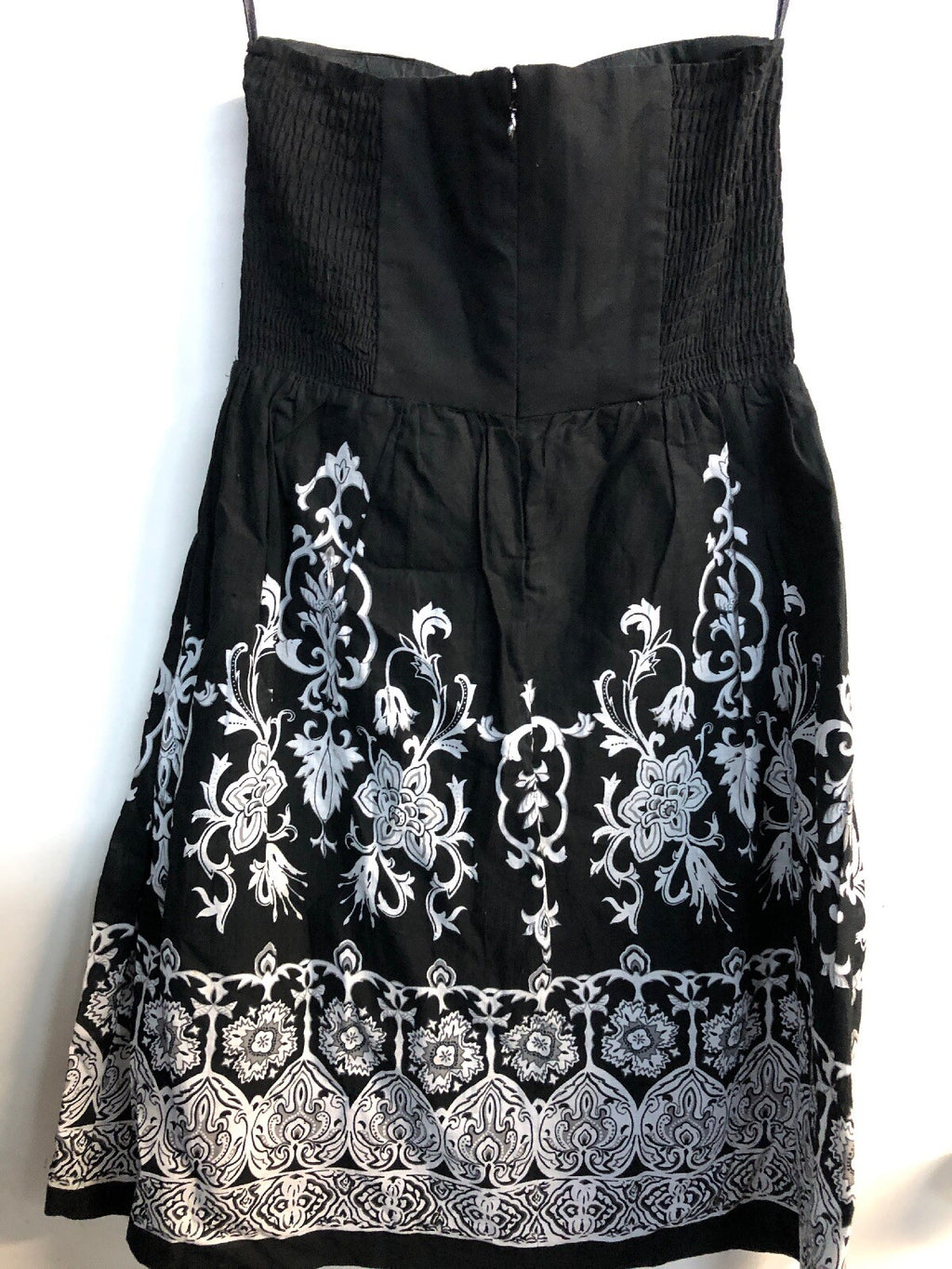 White House Black Market Womens Small 0 Dress Strapless A Line Floral Cotton2