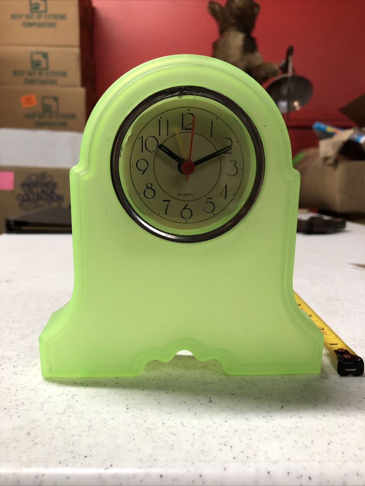 Vintage Pop Plastic Arch Clock Neon Green Kids  W/o Batterie Untested0