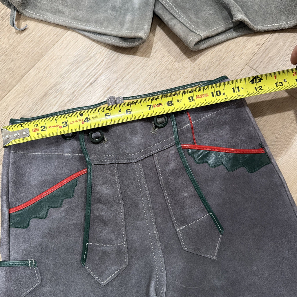 VINTAGE GERMAN LEDERHOSEN  GRAY SUEDE  LEATHER OKTOBERFEST FESTIVAL  Childrens4