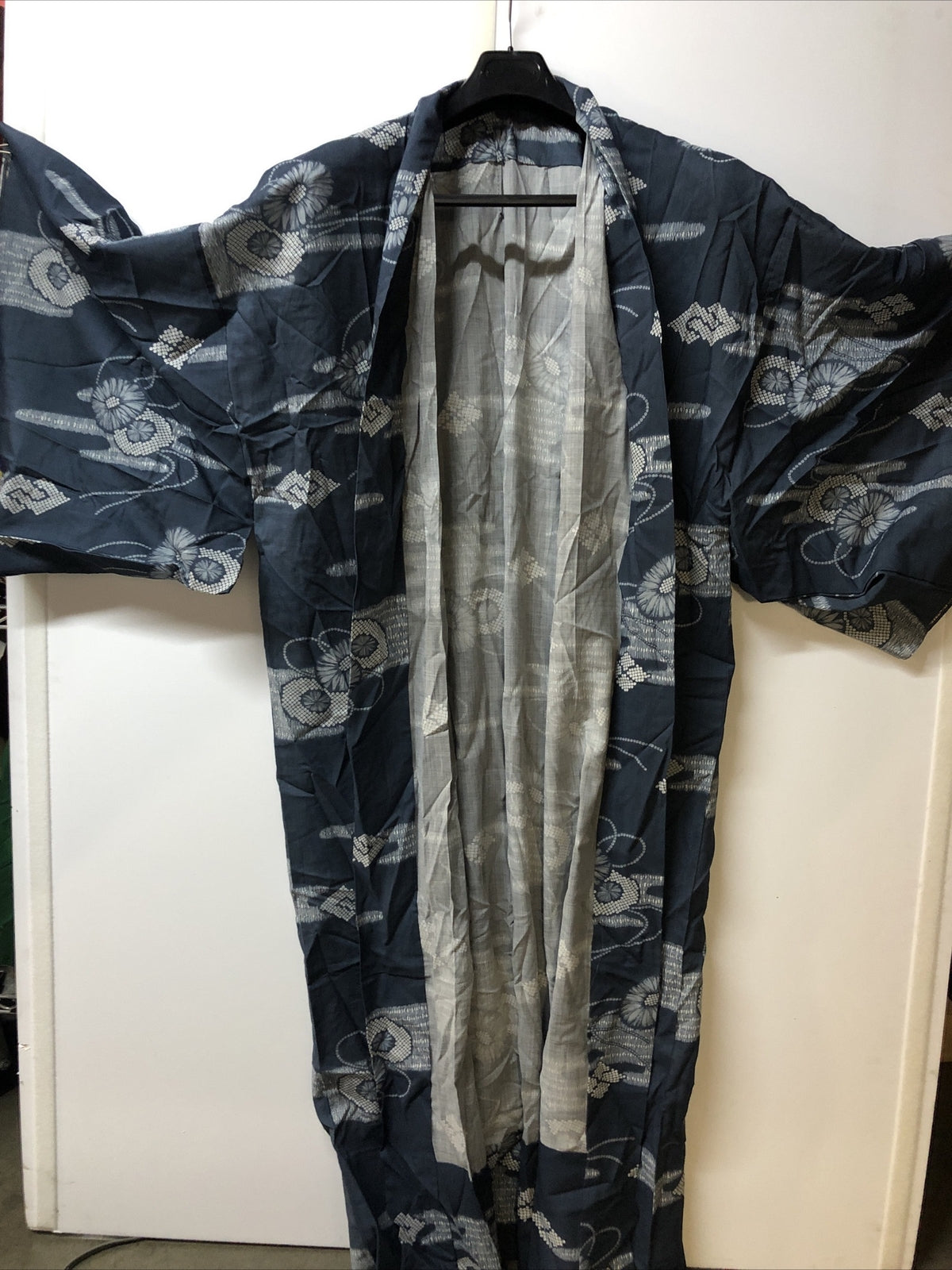 Vintage Cotten Asian Kimono Blue And White Mens1