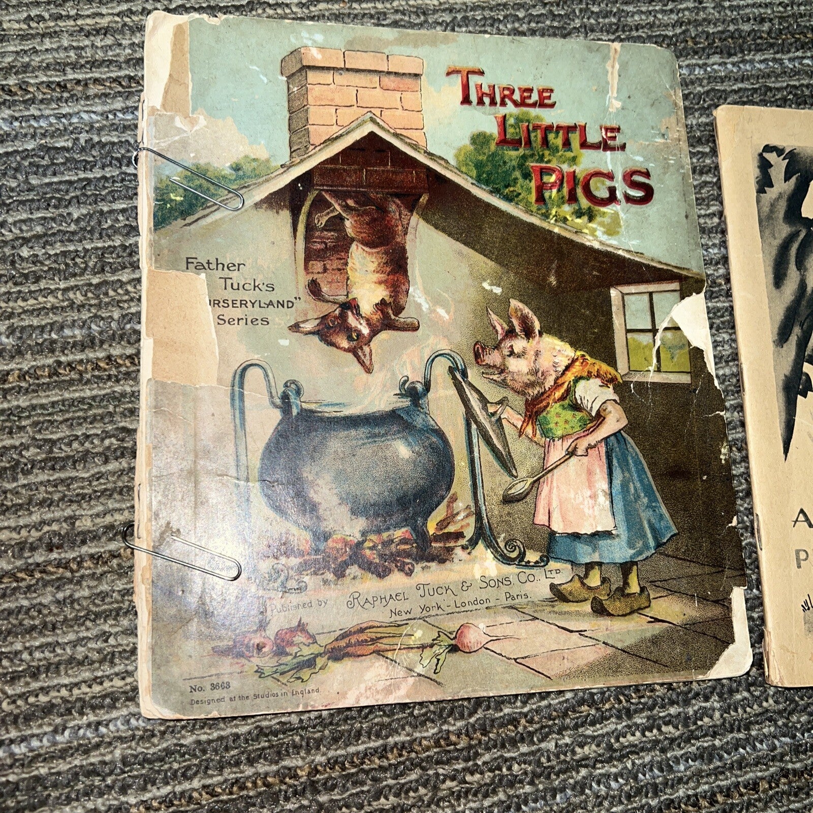 Three Little Pigs No. 8668 Tuck & Sons Co Little Brown Bear Antique Kids Books1
