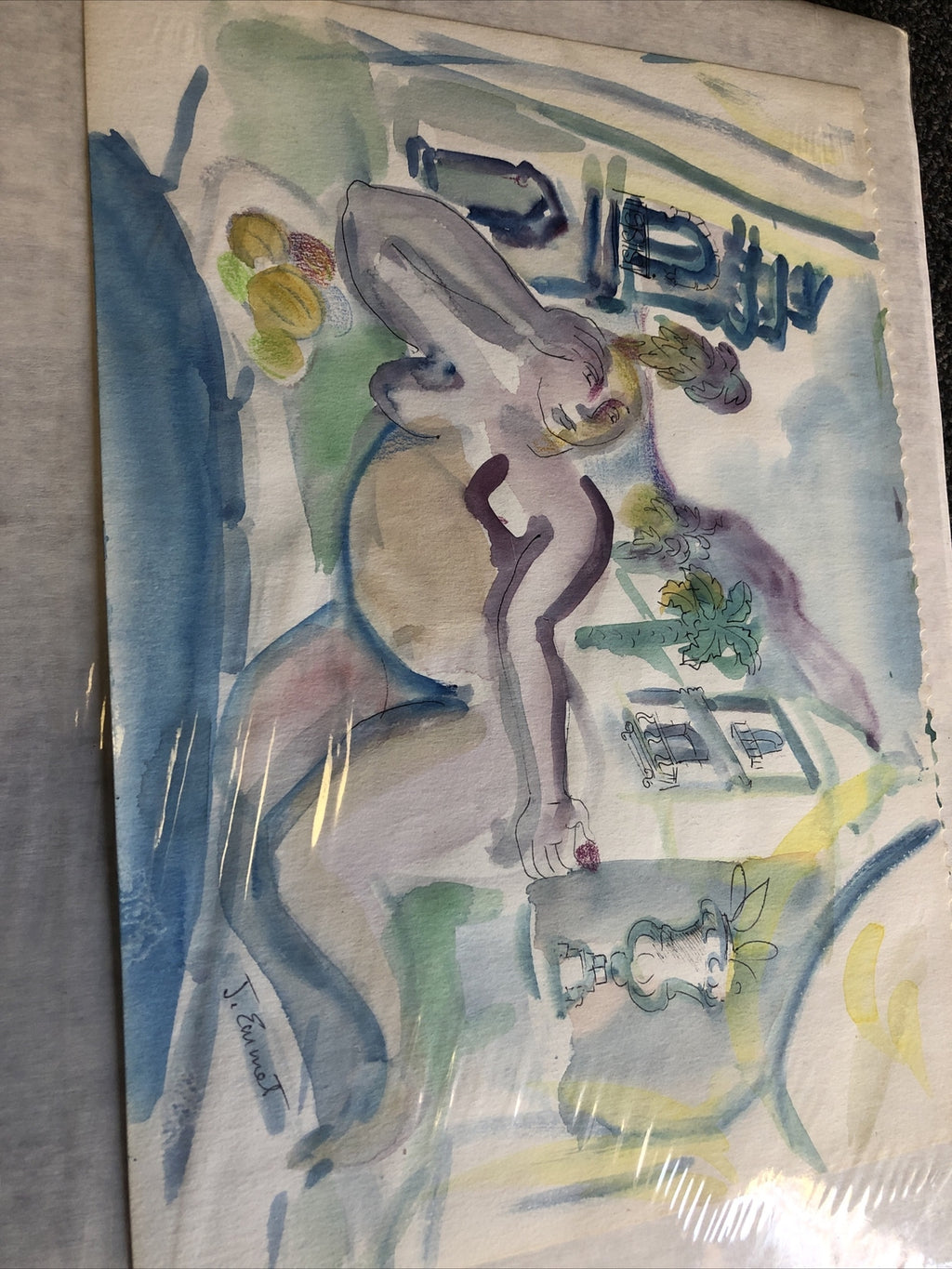 Water Color Painting Signed By J. Emmet 12”x8.5”1