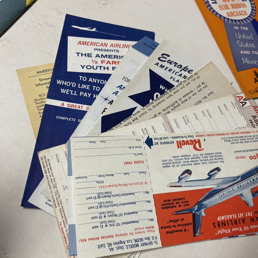 American Air Lines July 1955 AIRLINE Pack TIMETABLE SCHEDULE Brochure flight Map4