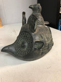 Vintage Asian Or Egyptian Or South American Metal Owl Hawk W Bird Head.0