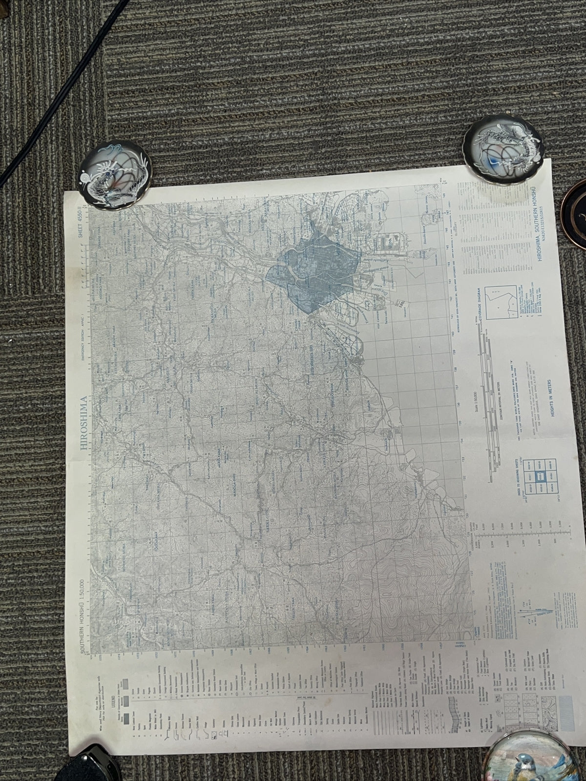 3 Vintage Posters Hiroshima Kure Nagasaki Japan Plan Maps3