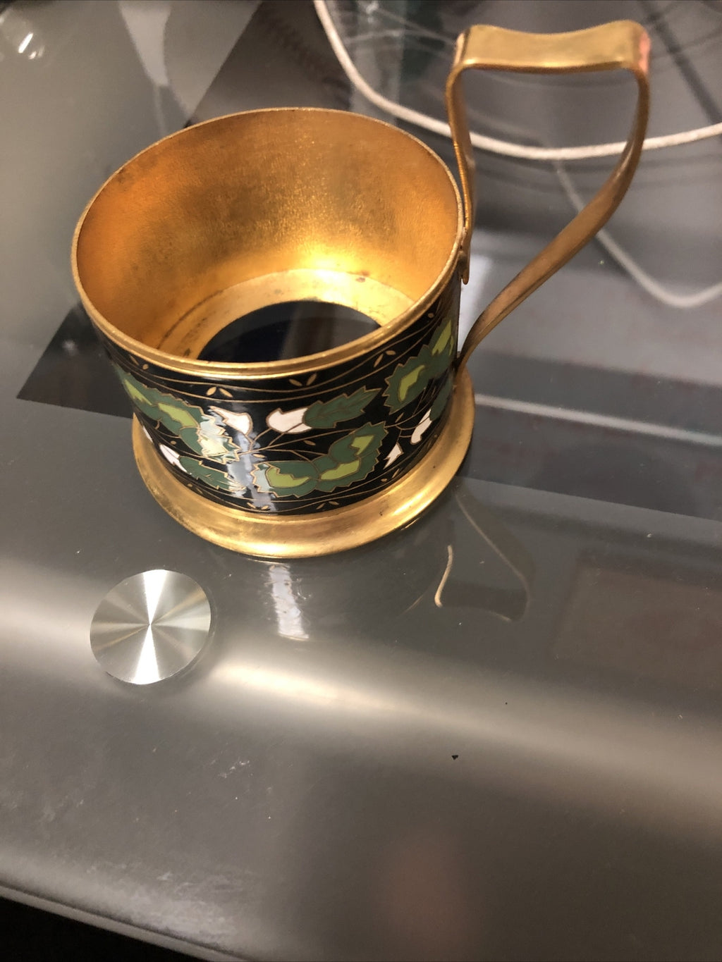 1 Golden Colored Hot Tea Toddy Glass Holders0