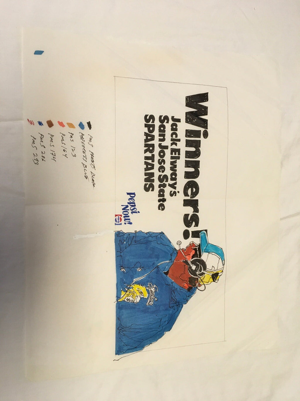 Lot 4: 1983 SAN JOSE STATE Spartin JACK ELWAY Art Portfolio Warren Lamm0