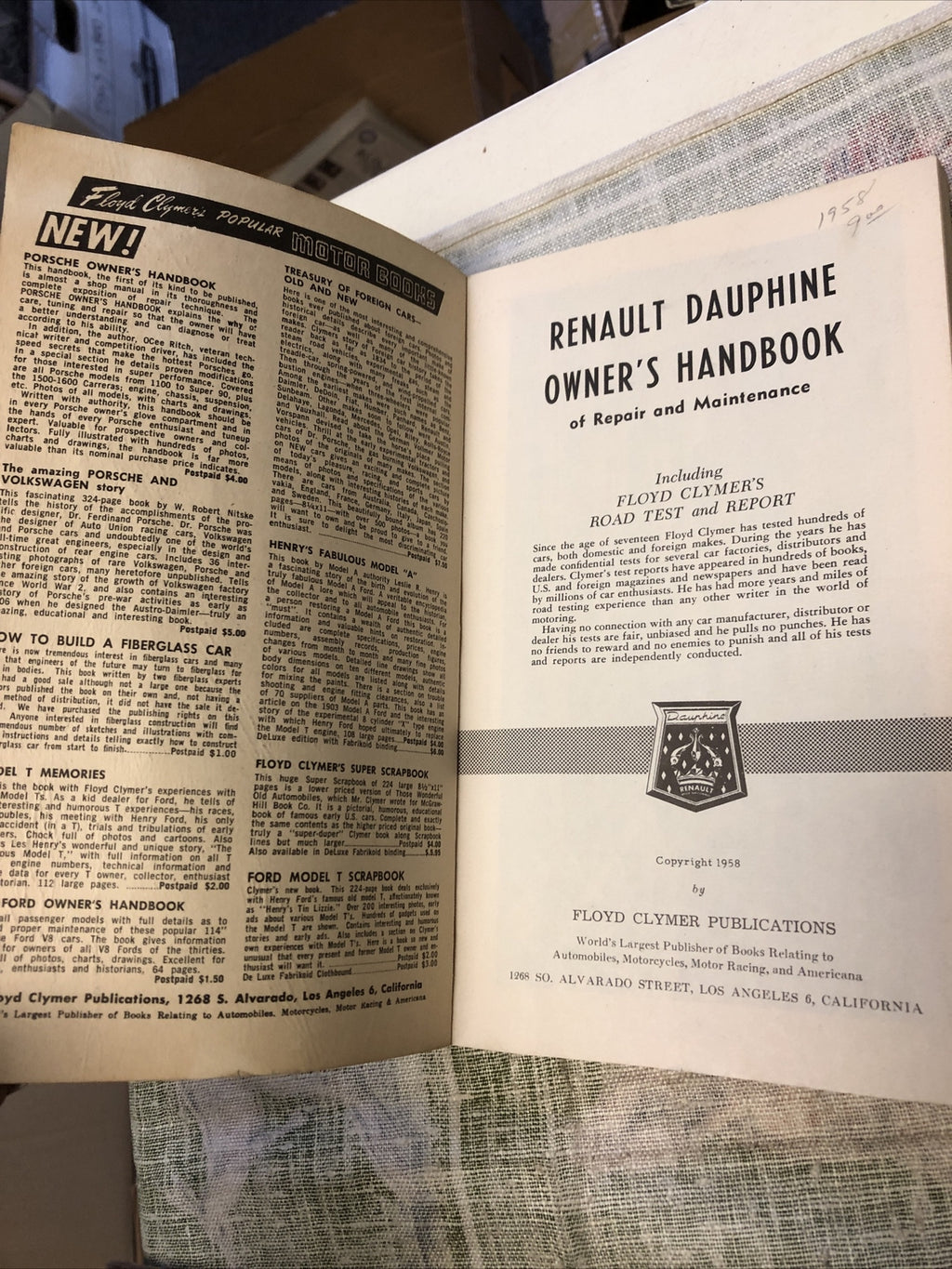 1958 RENAULT DAUPHINE Owner's Handbook Repair Maintenance2
