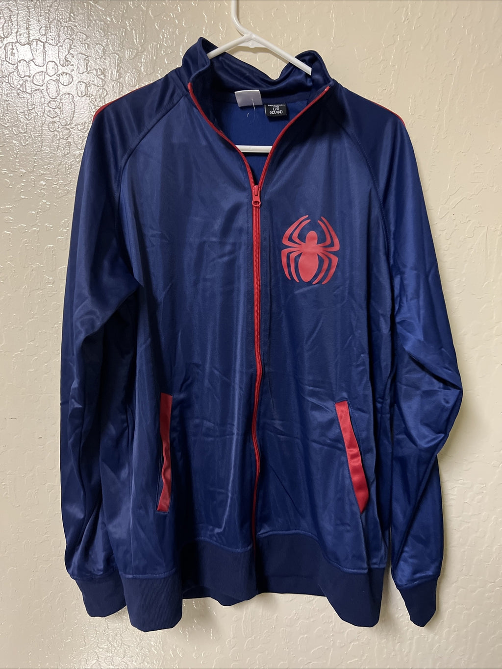 Marvel Spiderman Red and Blue Zip Up Track Jacket Men Size Large0