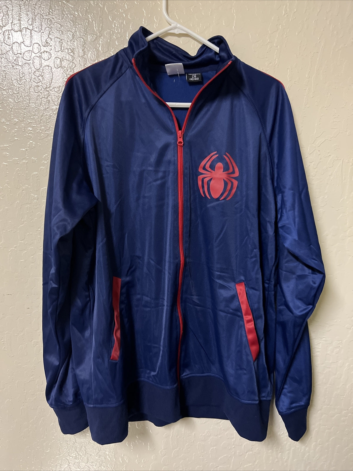Marvel Spiderman Red and Blue Zip Up Track Jacket Men Size Large0