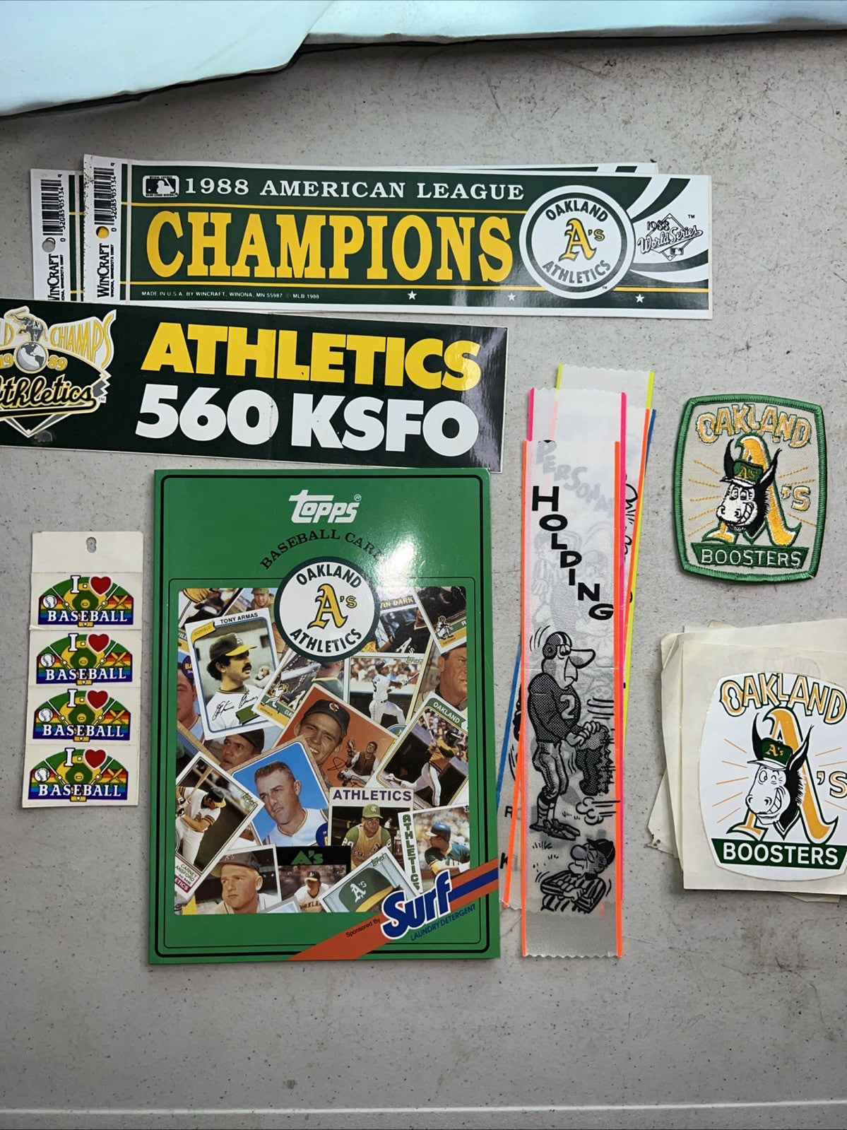 Rare Vintage Oakland A's Memorabilia Lot Patch Stickers 1980s Champs MLB0