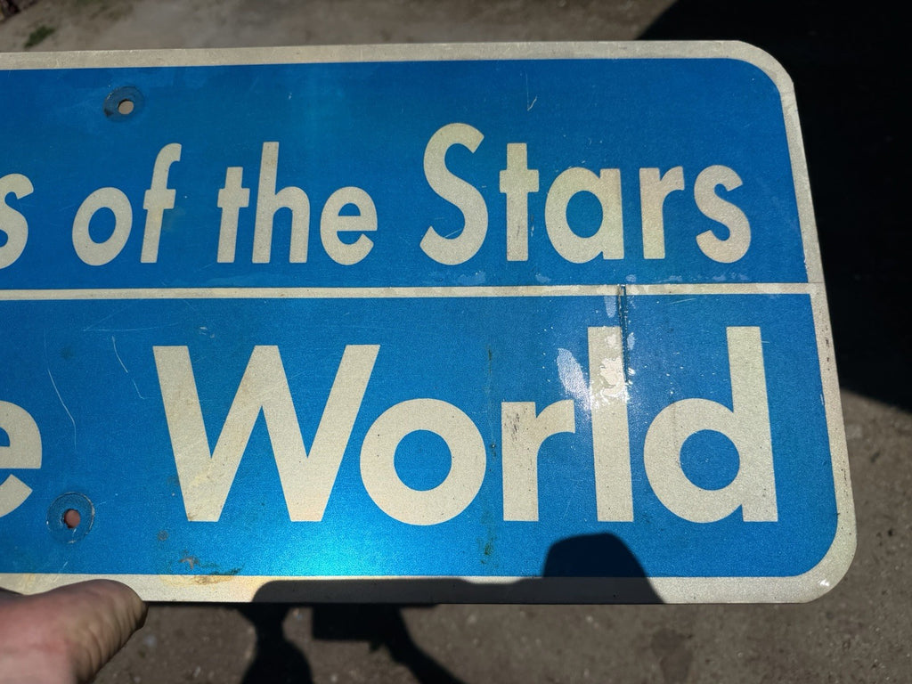 SCARCE 30" CALIFORNIA Movie World HIGHWAY METAL Road SIGN HISTORIC GAS OIL1