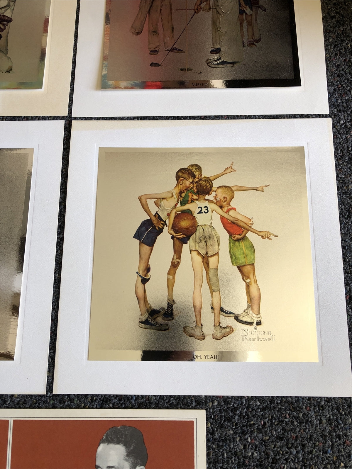 Vintage Norman Rockwell Foilcraft 4 piece print set, The Four Seasons in Sports2