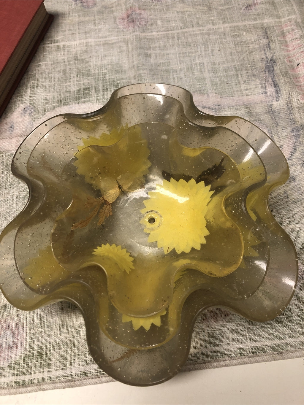 Vintage Set Of 3 Flower Trays Bowls Hand Crafted In California1