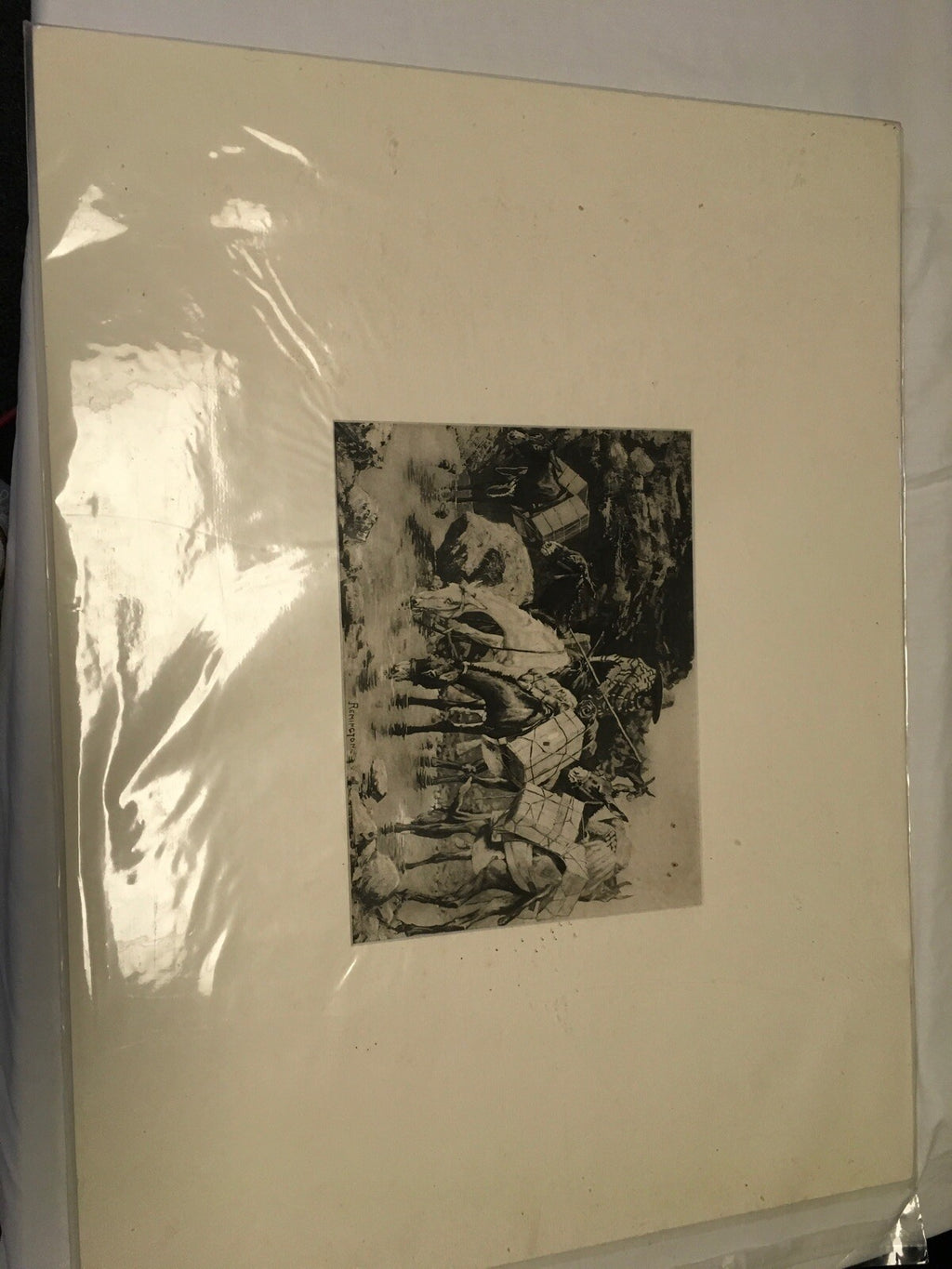 1888 Antique Photo Gravure MULE TRAIN CROSSING THE SIERRAS Fred’k Remington0