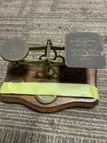 Antique 1800s Postal Scale w 3 weights and postal rates0