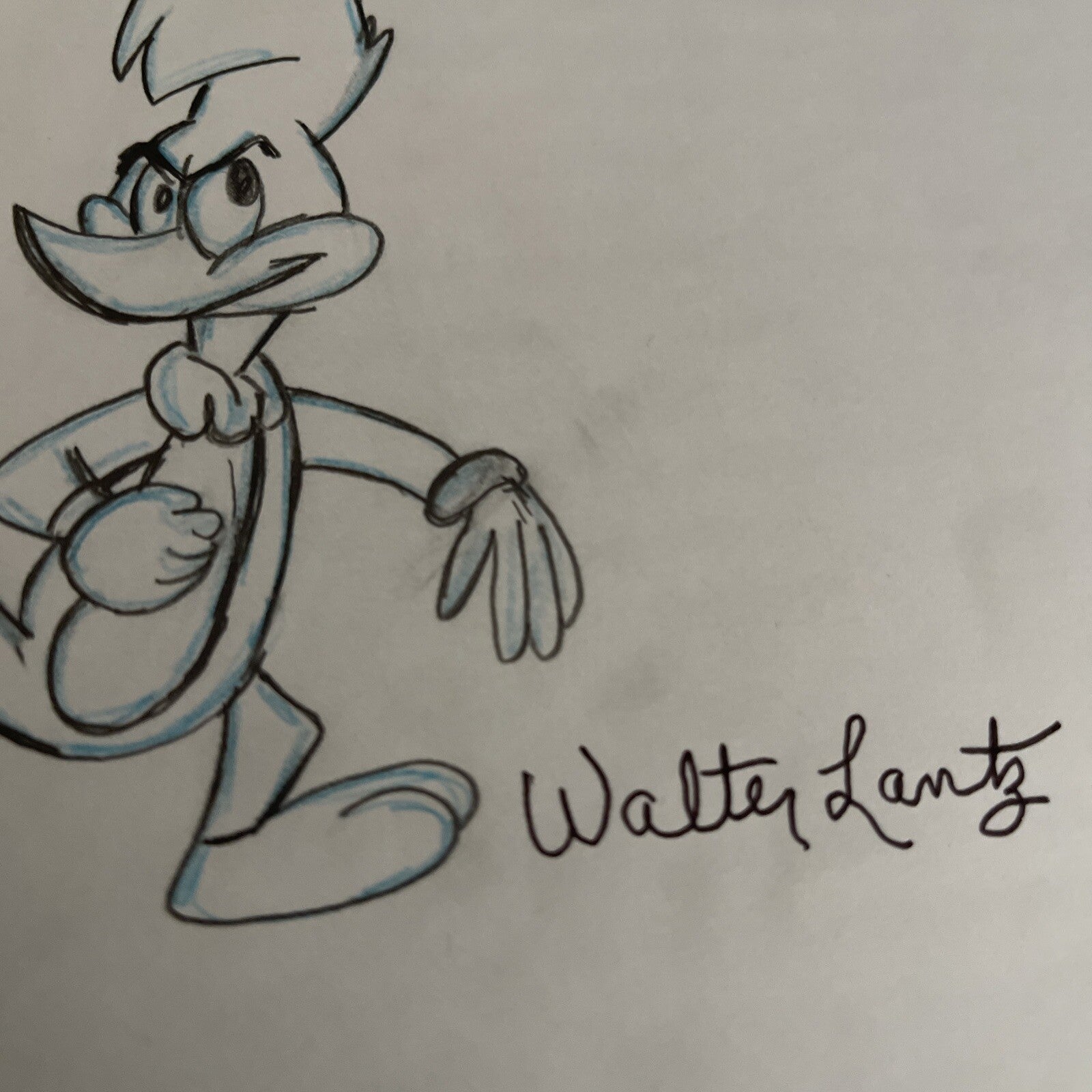 Walter Lantz HAND SIGNED Woody Woodpecker DRAWING ONE OF A KIND RARE W/COA 1970s2