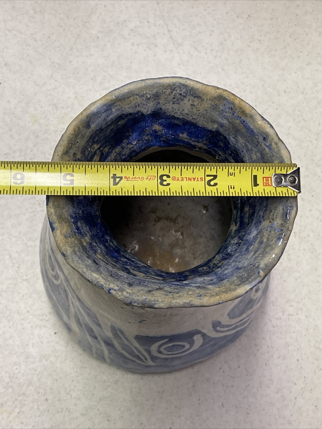 Vintage Laura Ferlavto stoneware Vase Pot pottery cobalt Earthenware Signed10