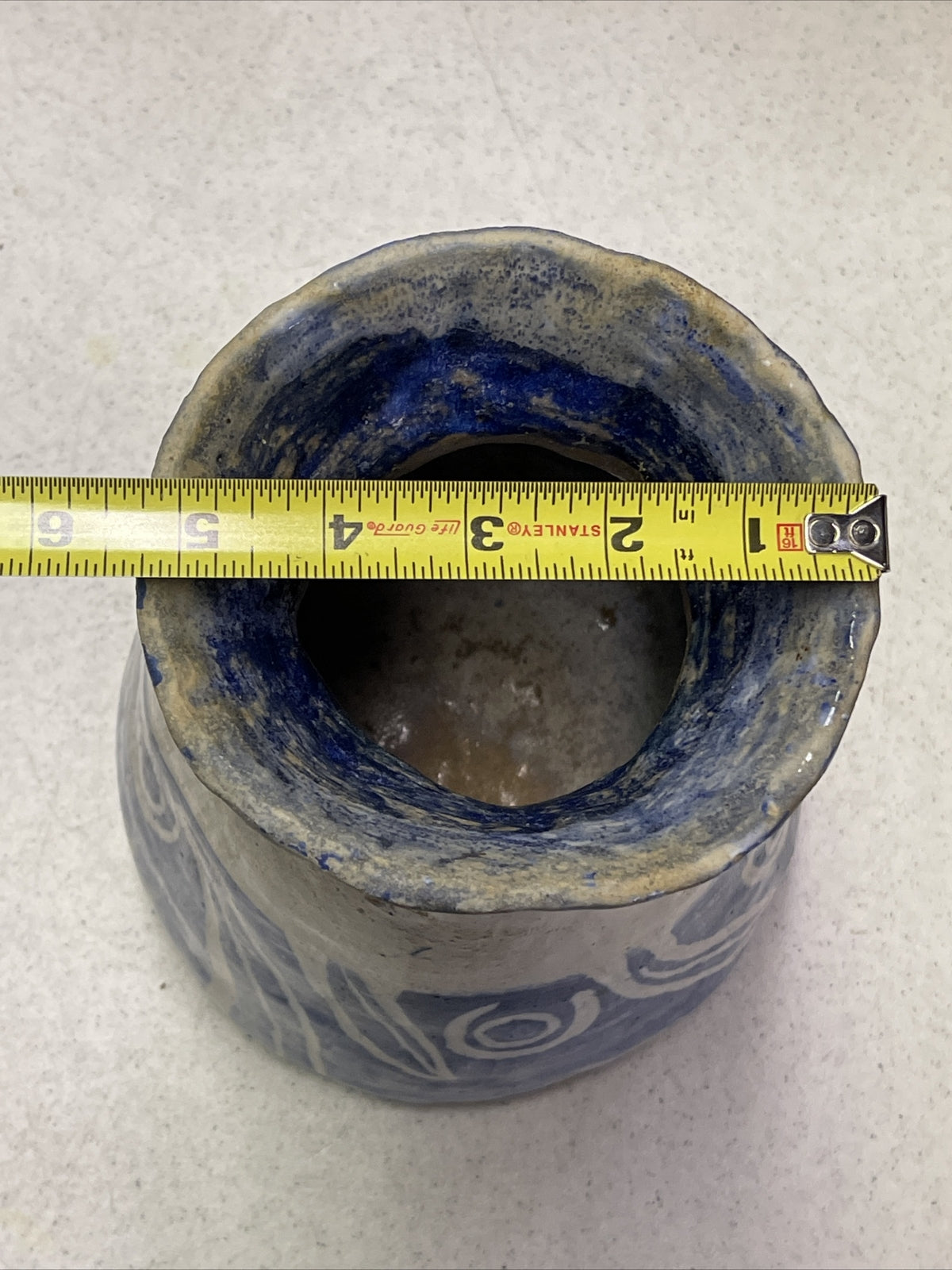 Vintage Laura Ferlavto stoneware Vase Pot pottery cobalt Earthenware Signed10