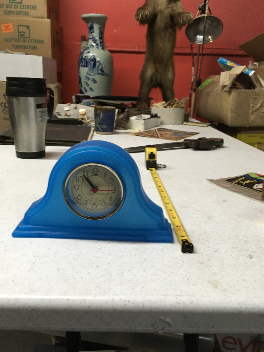Vintage Blue Plastic 50s  Alarm Clock Untested Perfect For Kids, Kitchen,bedroom1