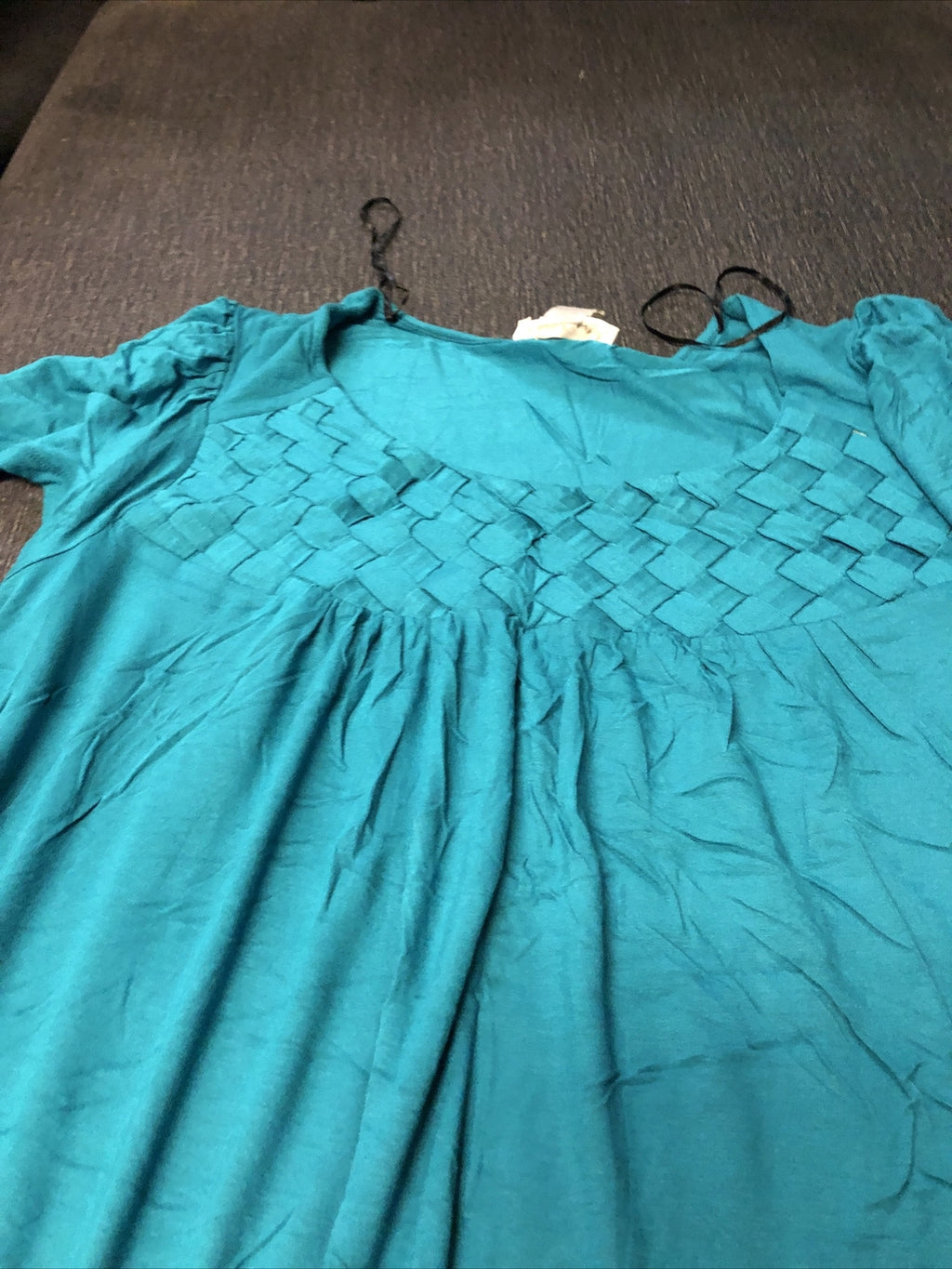 Kenar Womens Teal Scoop Neck Lightweight Woven Top 1X1