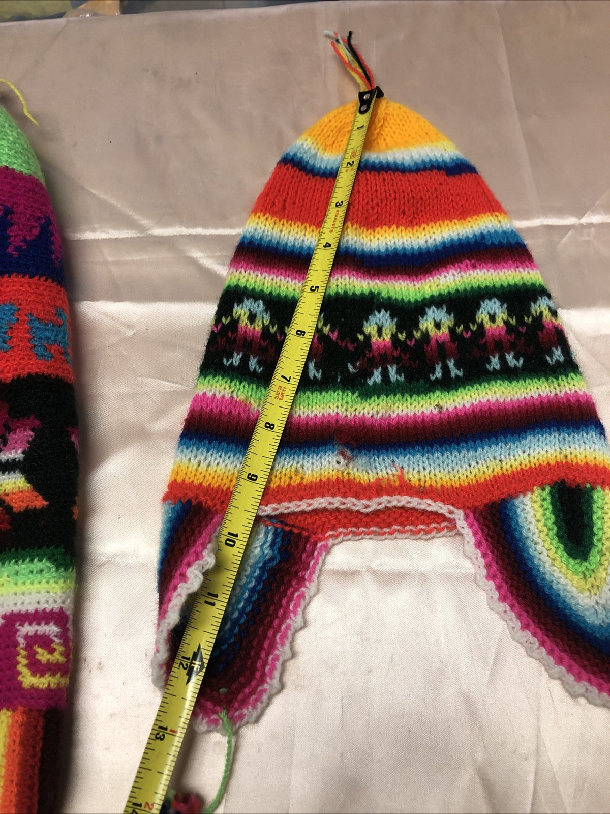 Vintage Mexican Style Lot Of 2 Handmade Youth / Kids / Child Knit Hats Beanies9