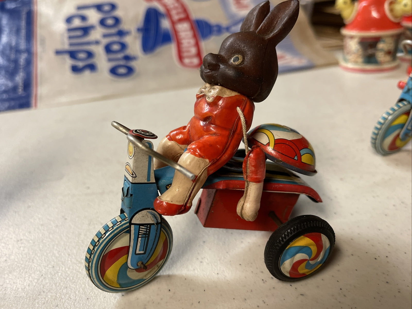 Vintage Tin Toy Lot Of 4  1960s Kanto Litho Wind Up  Rabbit Santa4