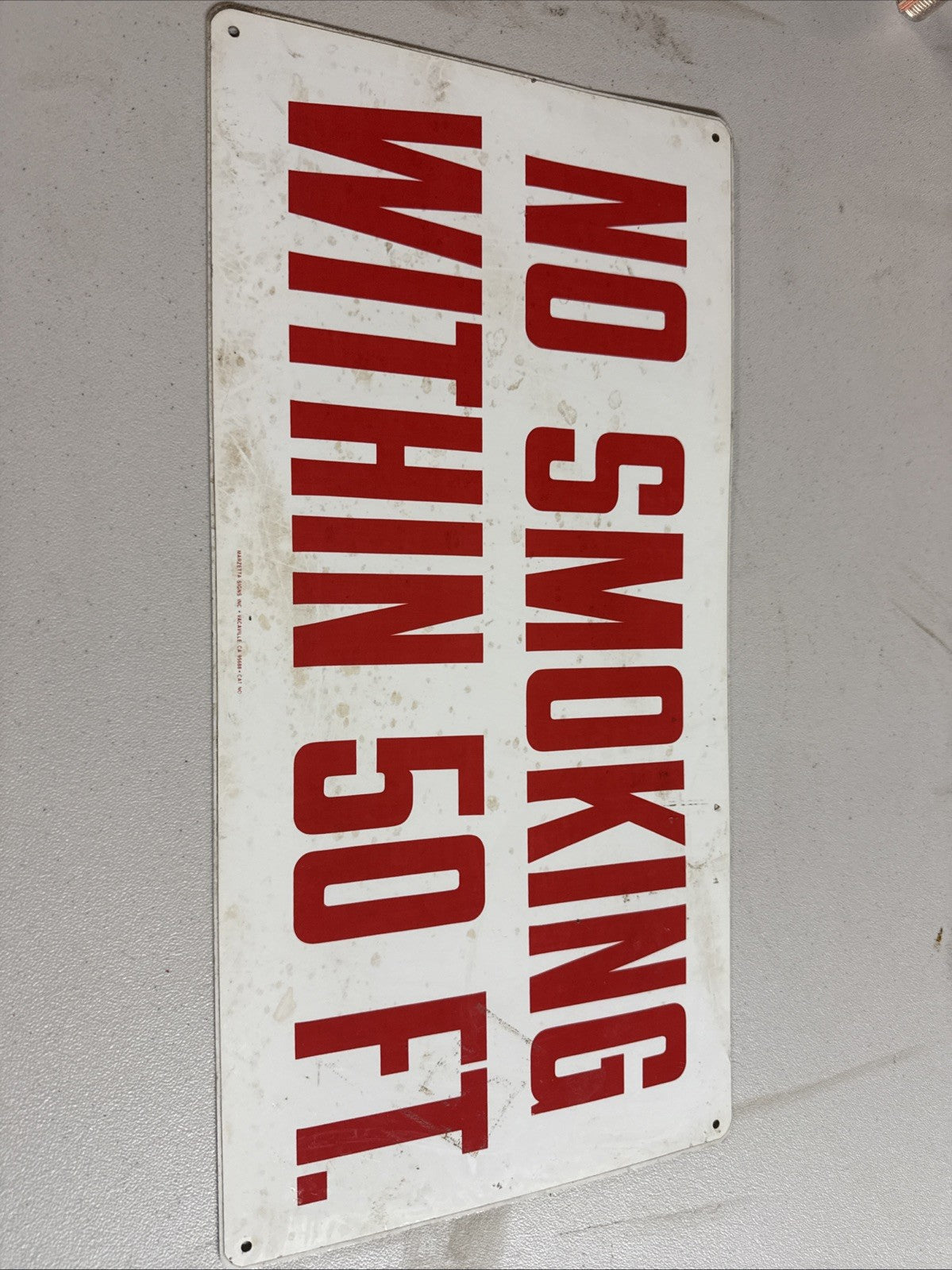 ORIGINAL NO SMOKING Singal Sided Metal Not PORCELAIN GAS STATION SIGN 24” X 12”0