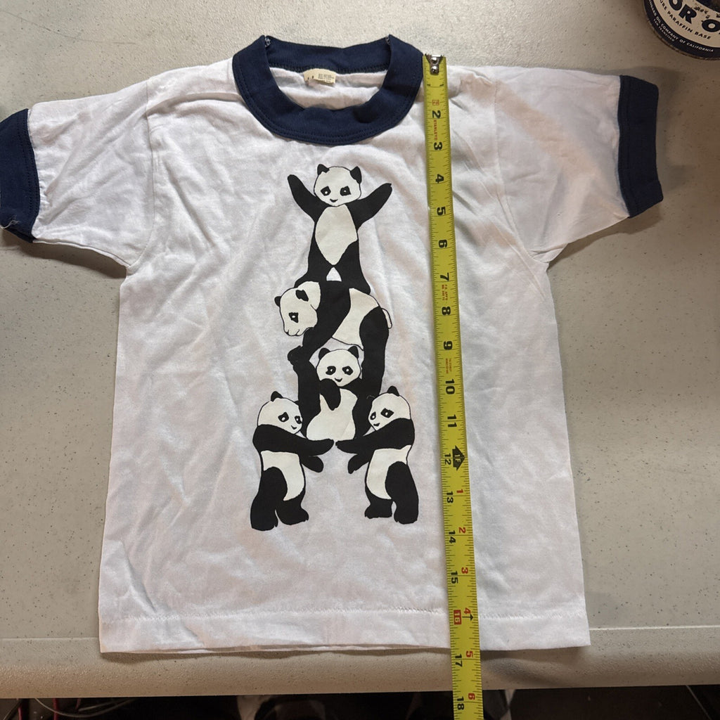 Vintage Gymnastics Panda T Shirt kids 6-8 white  Tee 90s New Old Stock4