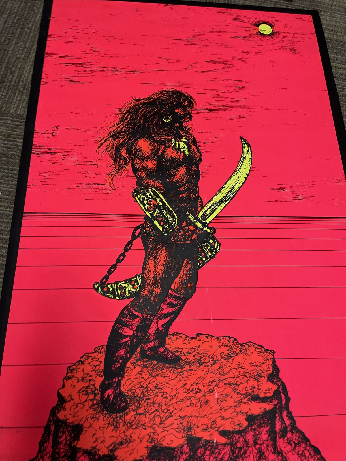 #148 1969 First Printing WARRIOR II BlackLight Black Light Poster 19693
