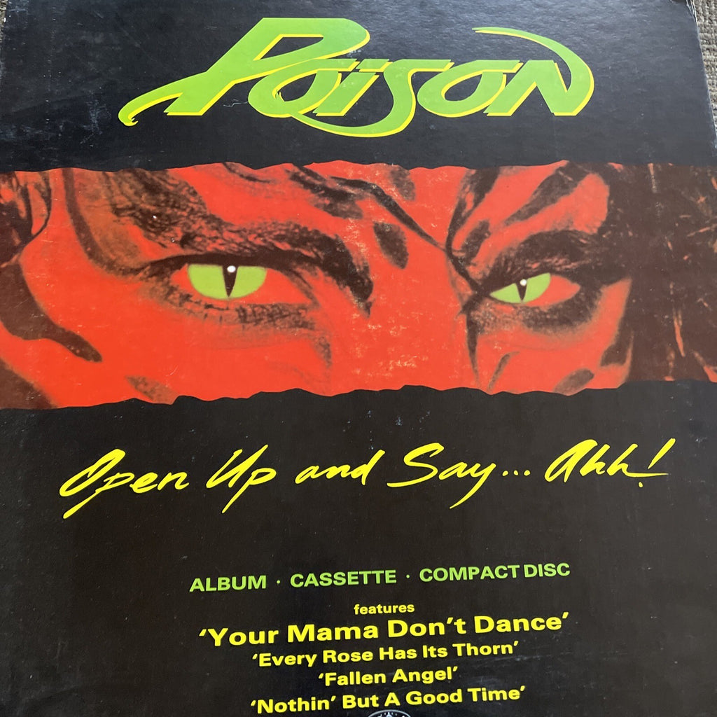 Poison Original 1988record Store Promo Poster Display 24” Open Up And Say Ahh3
