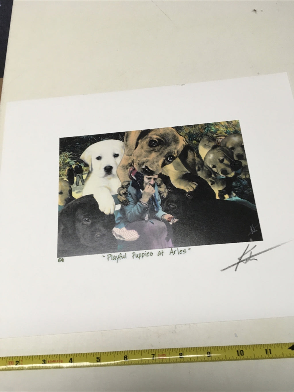 1991 Artist BARRY KITE Signed Print “Playful Puppies At Aries” Pop Art, 14”x11”10