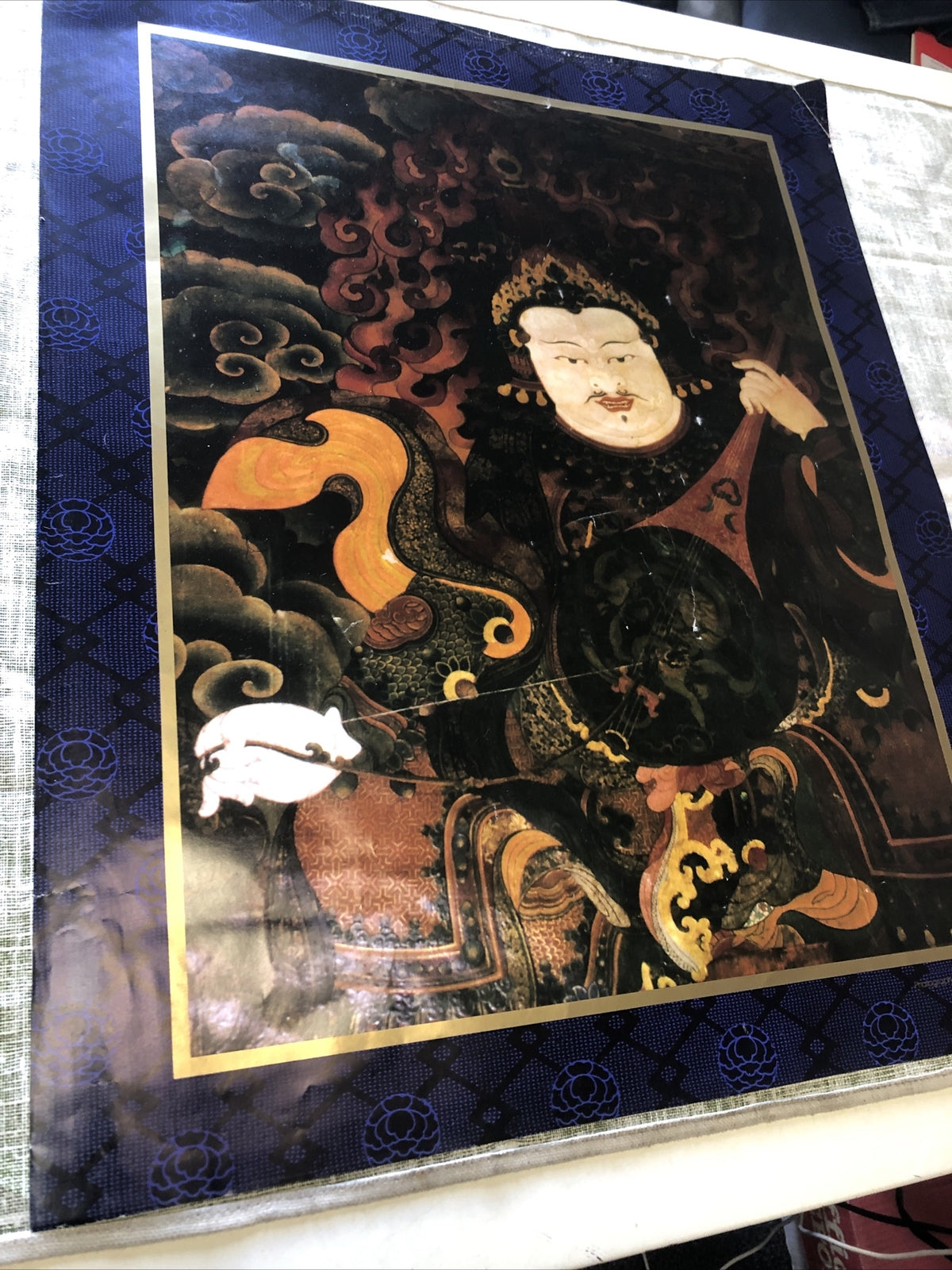 Japanese Asian Art Photography Man Playing Biwa Instrument Vintage Print5