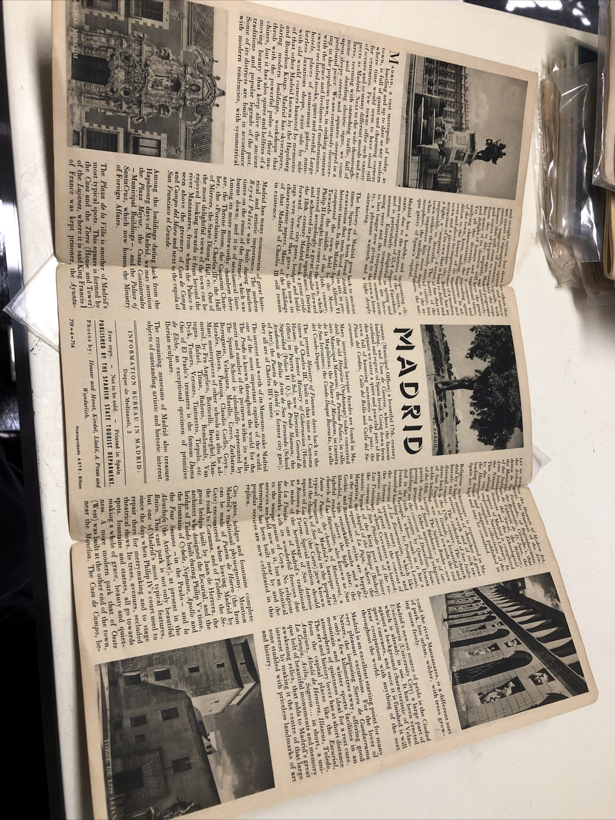 Vintage 1954 Madrid Spain Travel Brochure Booklet Information Travels Europe Map2