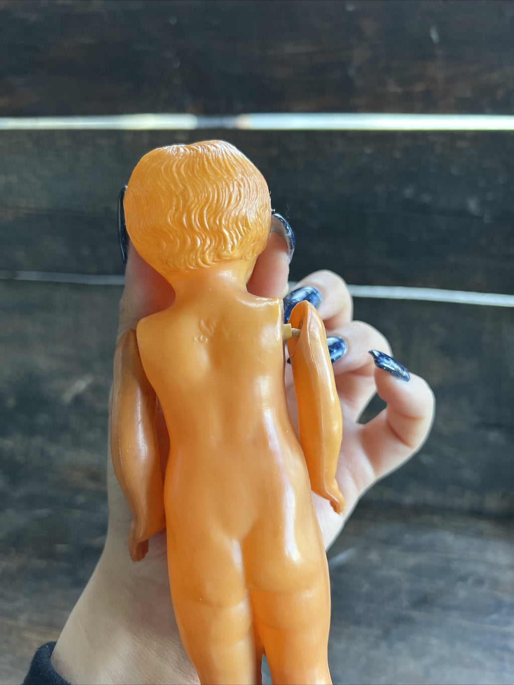 VINTAGE Small Celluloid Boy Doll with Swinging Arms , German Made Doll ?5