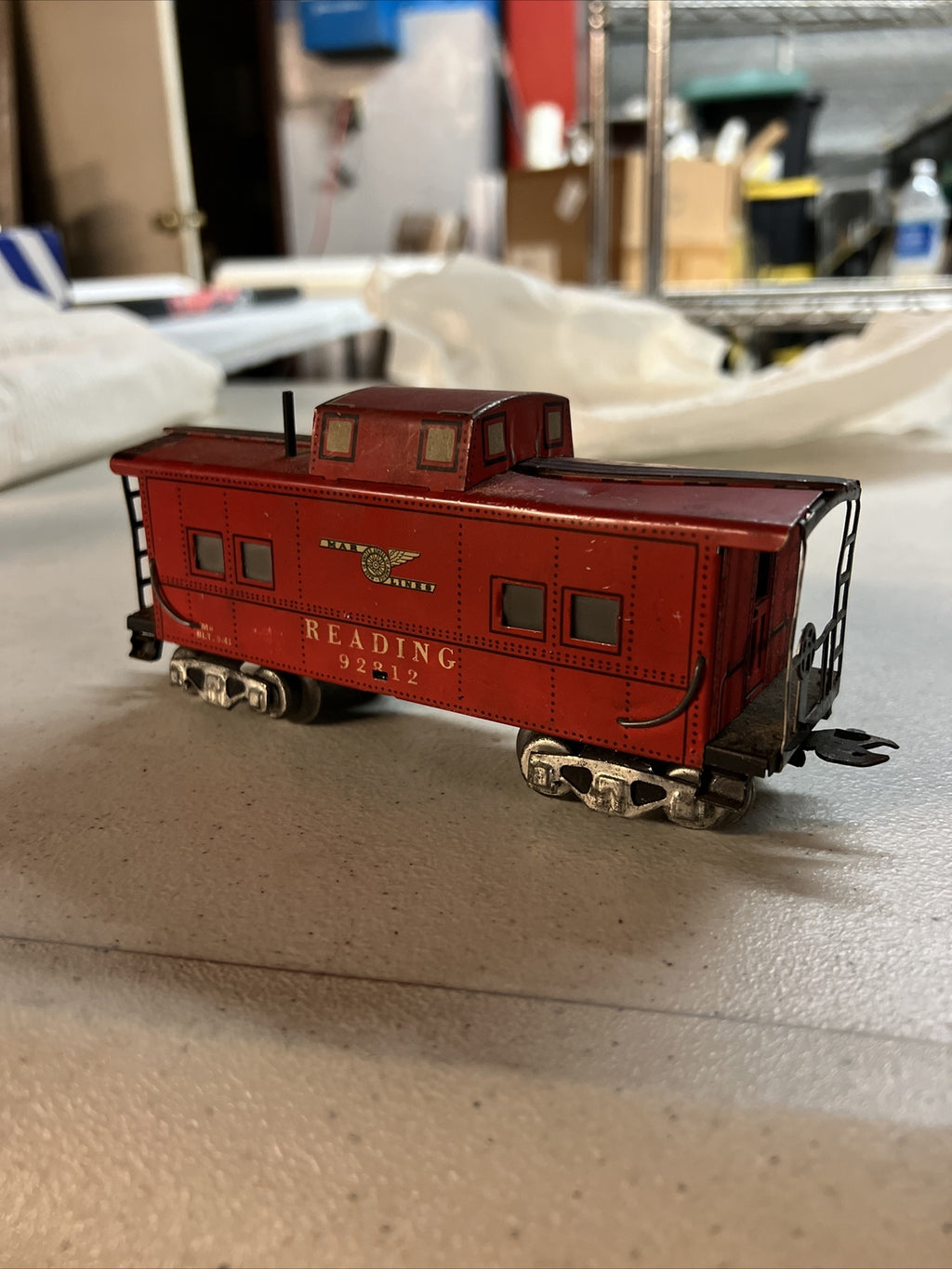 Vintage Marx Prewar Reading caboose #92812 Lionel 3653-34 Black Rubber Cattle5