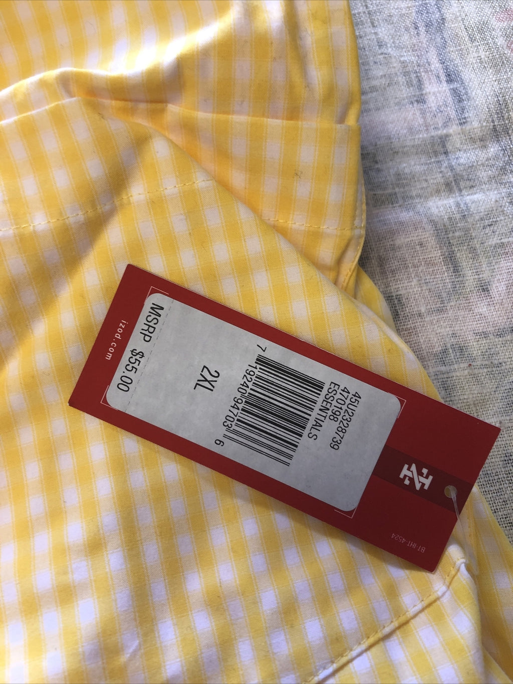 Men’s Izod Yellow Plaid Short Sleeve Shirt Size XXL Big & Tall NOS1