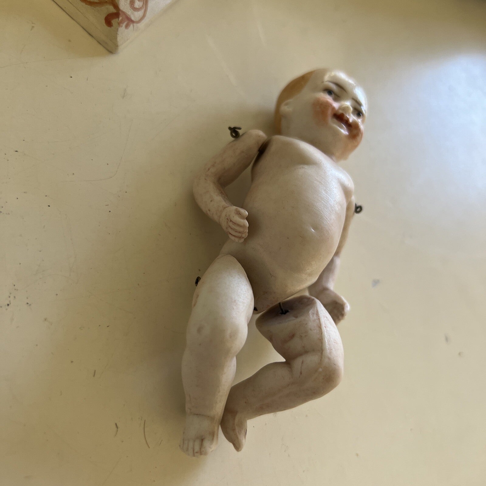 4” Vintage Antique All Bisque Baby Doll German Painted Face2