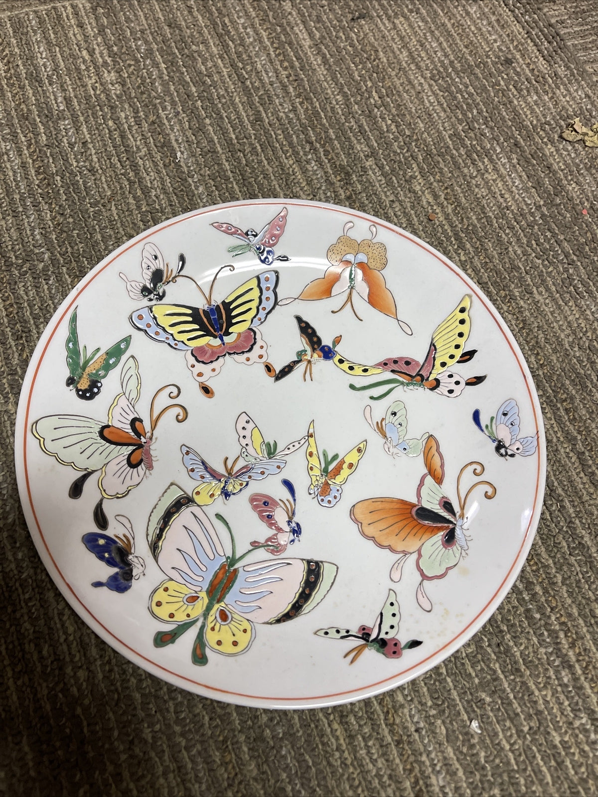 Signed Hayashi  Butterfly Japanese Porcelain  Charger Plate 10”0