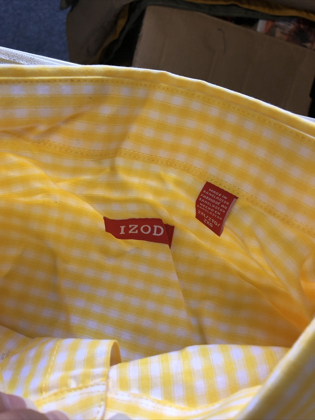Men’s Izod Yellow Plaid Short Sleeve Shirt Size XXL Big & Tall NOS2