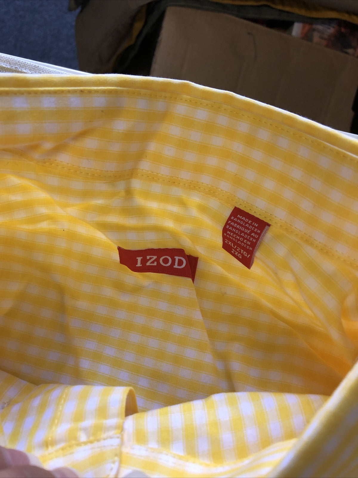Men’s Izod Yellow Plaid Short Sleeve Shirt Size XXL Big & Tall NOS2